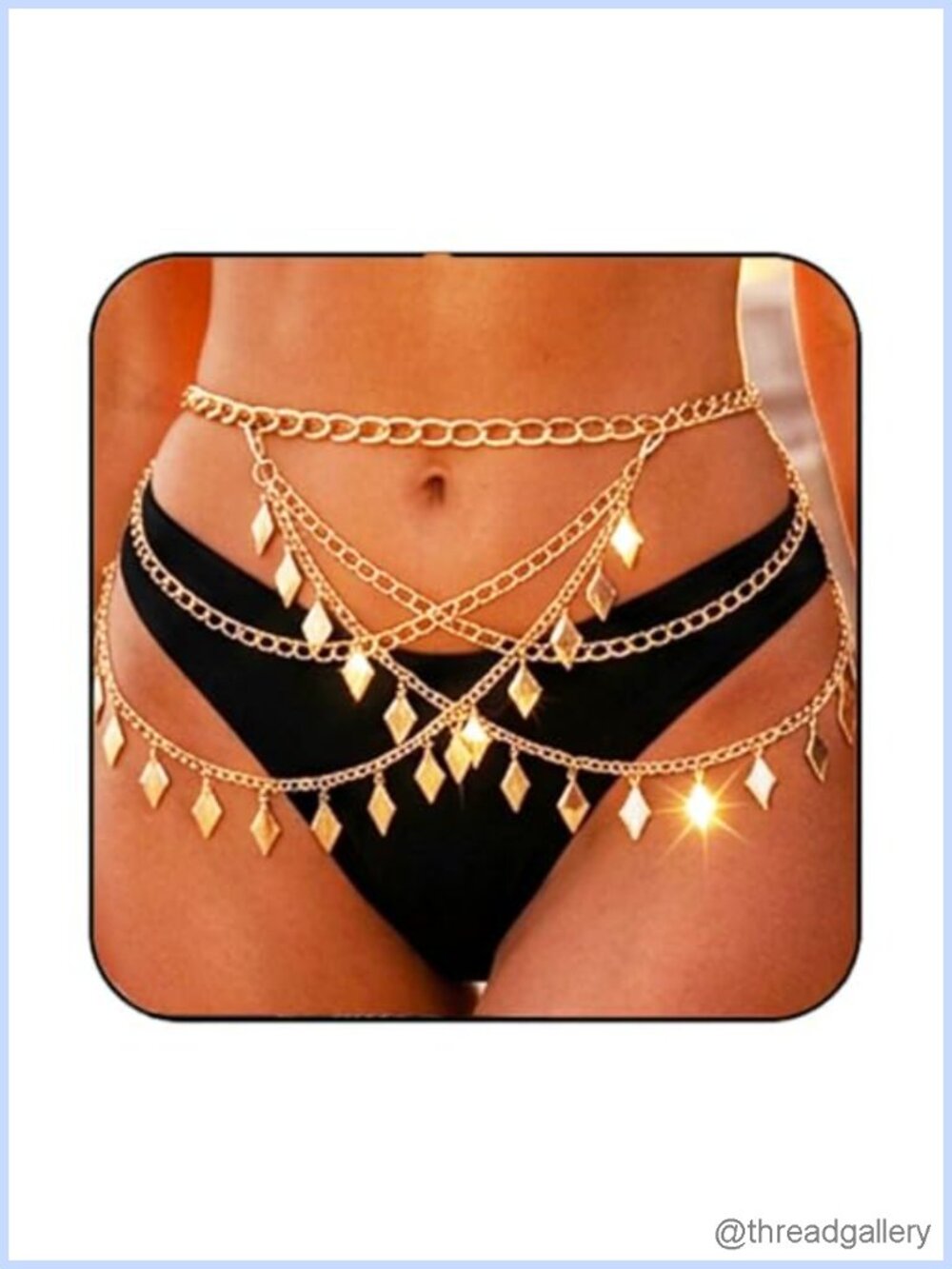 Gold Tone Waist Chain Belt Sequin Body Chain Jewelry Fashion Accessory